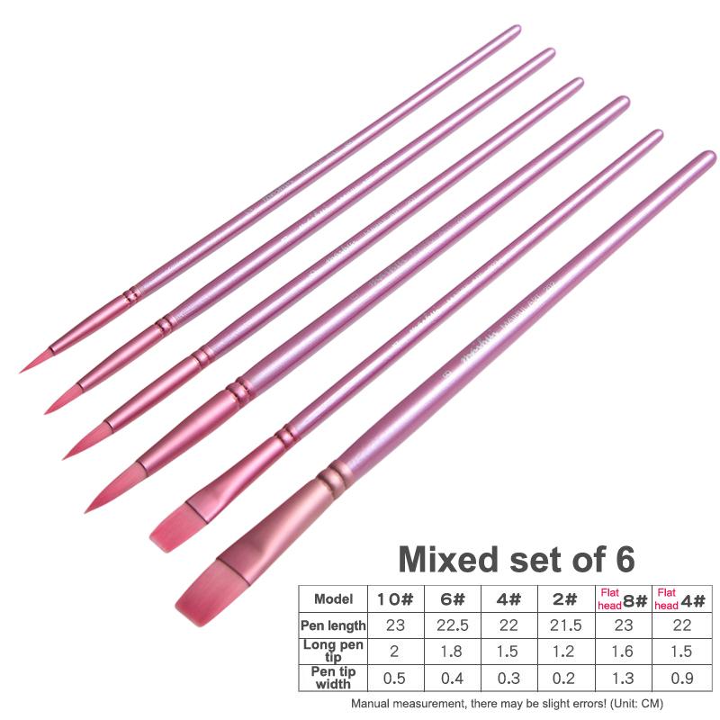 4/6 Pcs Watercolor Brush Pointed Round Flat Head Soft Hair Beginner'S Art Student Hand Drawn Watercolor Nylon Painting Material