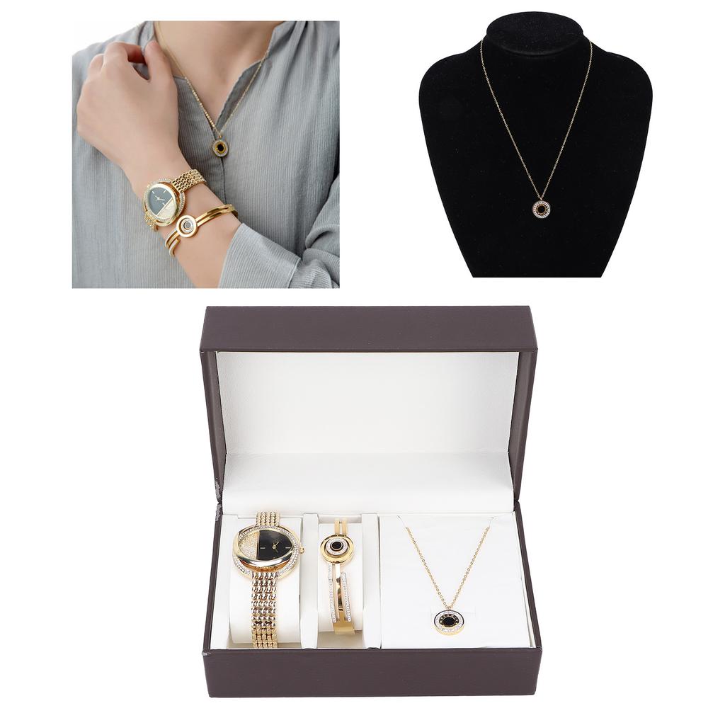 Business   Women Watch Bracelet Necklace Set Anniversary Birthday Gift Jewelry Set