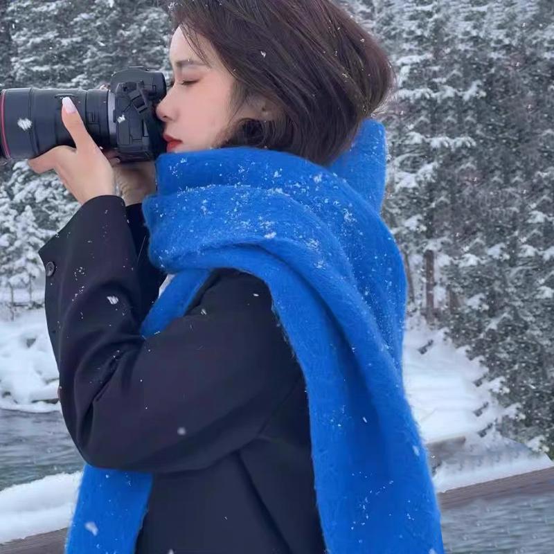 Solid Color Thick Large Scarf Women Men Autumn Winter Korean Style Student All-Match Shawl Warm Neck Scarf