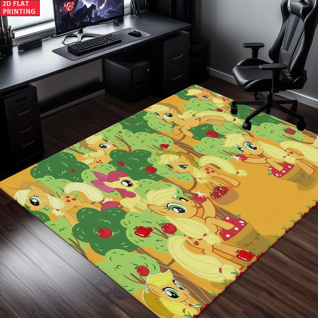 Cute Cartoon Pony Area Rug,Starry Gradient Theme Non-slip Floor Mat,Decorative Carpet for Kids Room Bedroom,Washable Home Gift