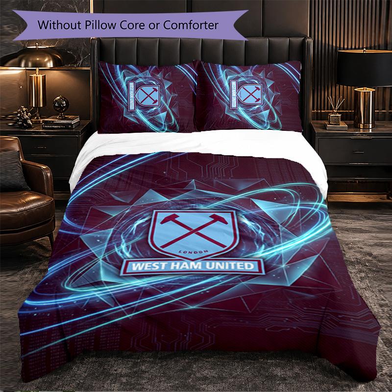 West Ham United Calcio Set Biancheria da Letto 3 Pezzi Morbido Set Copripiumino con Federe Set Decorazione Camera da Letto per la Casa