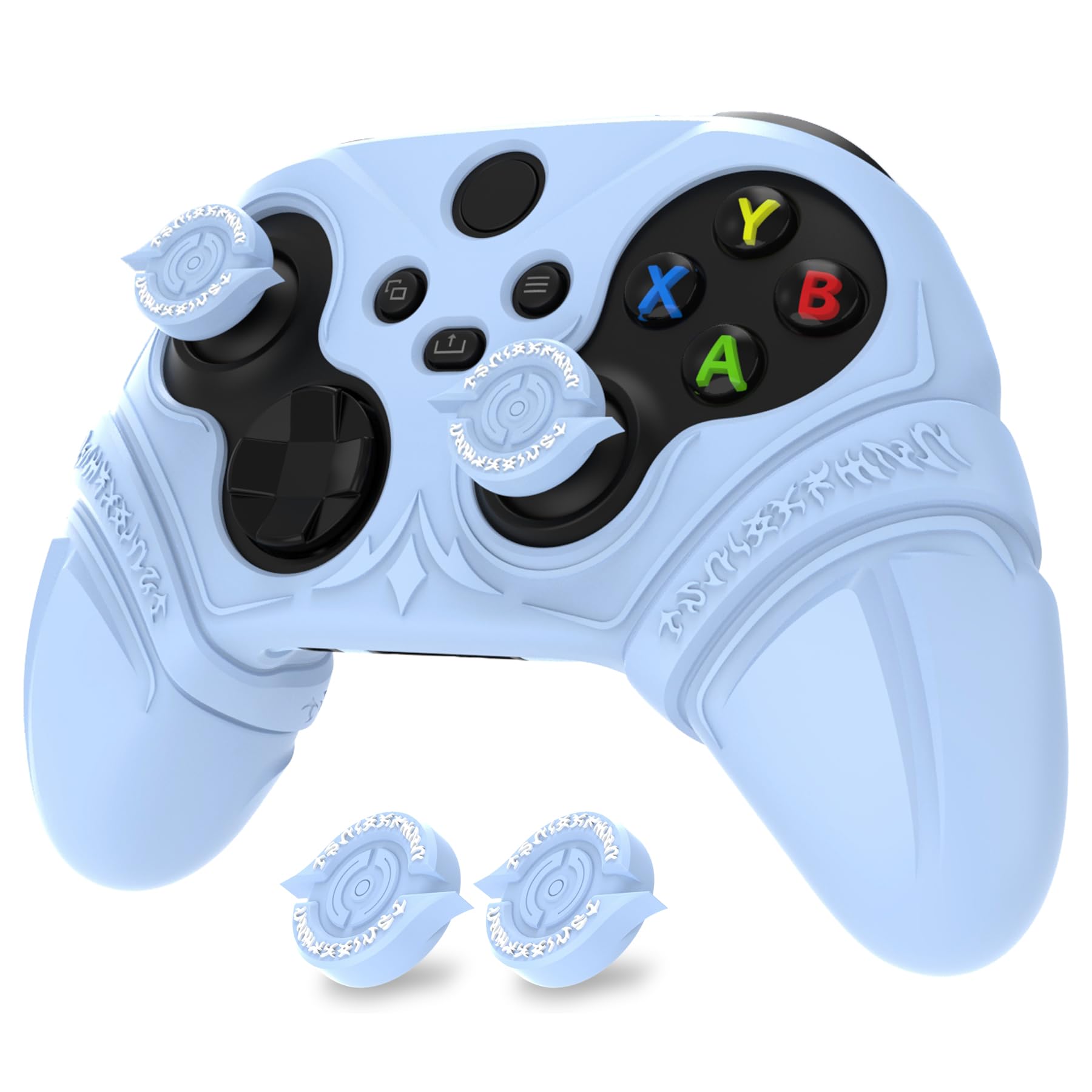 

PlayVital Silicone Controller Cover for Xbox Series with Thumb Caps Stickers Grip Shock Absorbing Runes Edition X/S & – Non-Slip Skin, – (Light Blue) світло-синій колір
