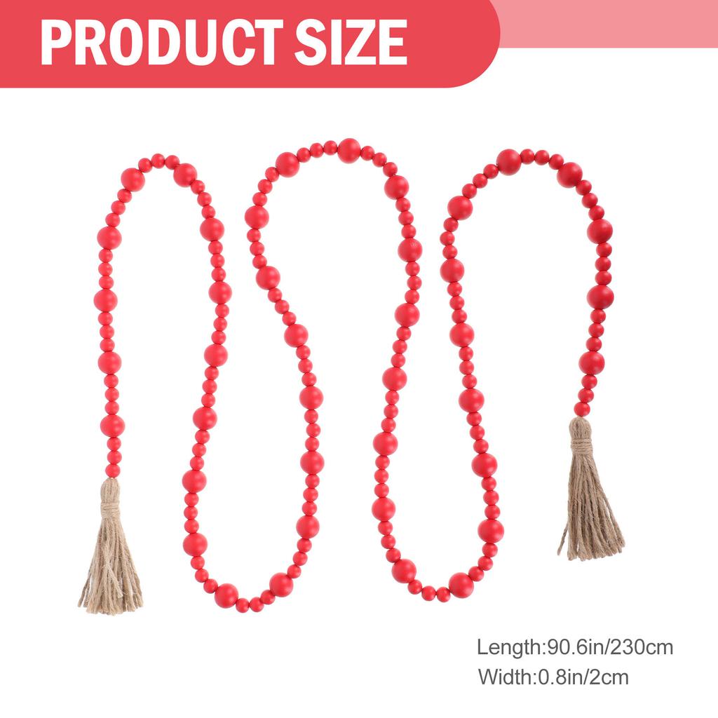 1Pcs Delicate Wooden Beads Tassel Pendant for Christmas Home Decor Wall Backdrop Tree Hanging Festival Layout Xmas Beads String