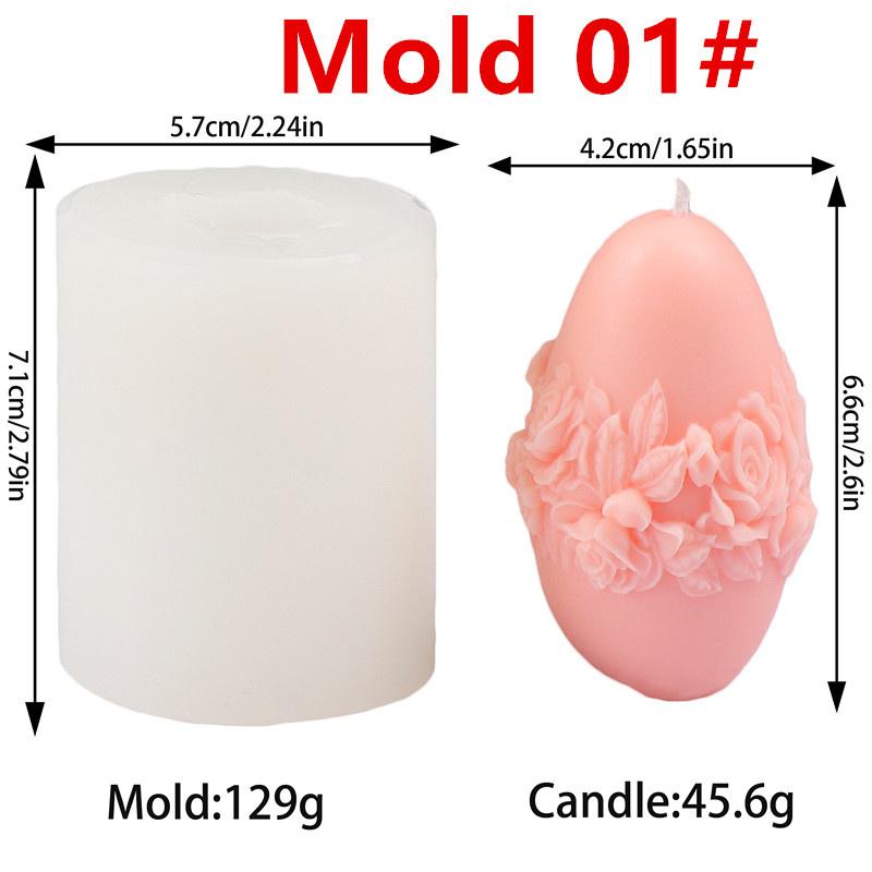 3D Easter Egg Silicone Candle Mold DIY  Rose Sunflower Phalaenopsis Patterns Easter Egg Candles Gypsum Home Decor Gift