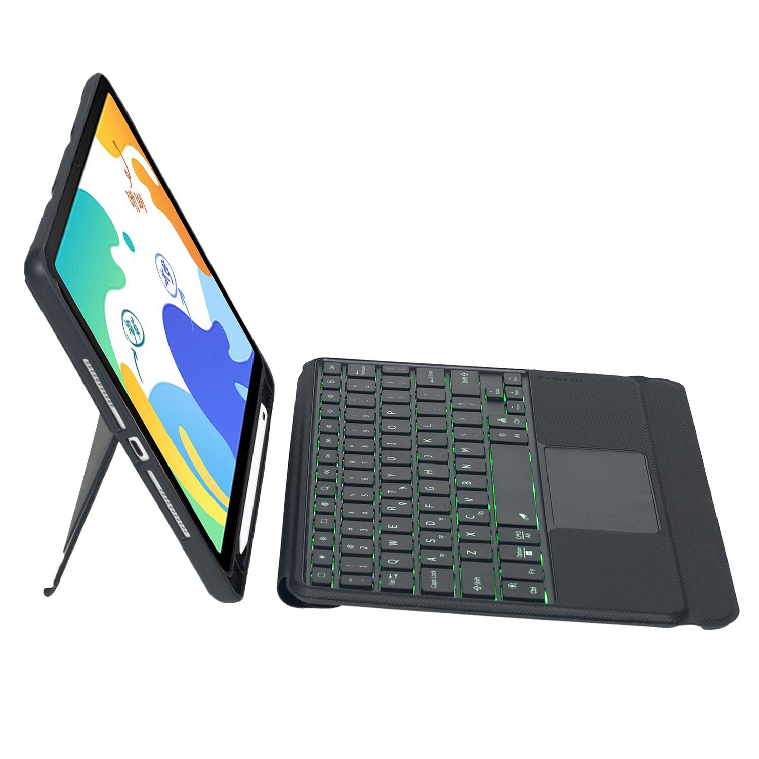 

THV6-AS Keyboard Case for Huawei MatePad 10.4 (2023)/(2022)/(2020)/Honor Pad V7/V6 Leather Stand Cover+Backlit Touchpad Bluetooth-compatible Keyboard A
