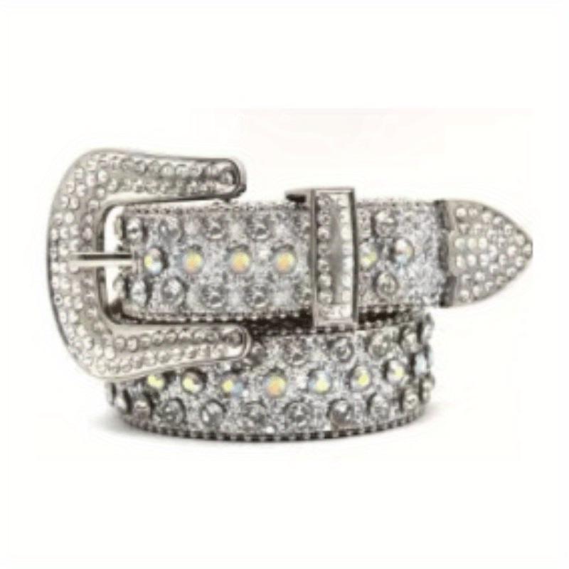 Vintage Rhinestone Sparkly Punk Belt with High-End Pin Buckle