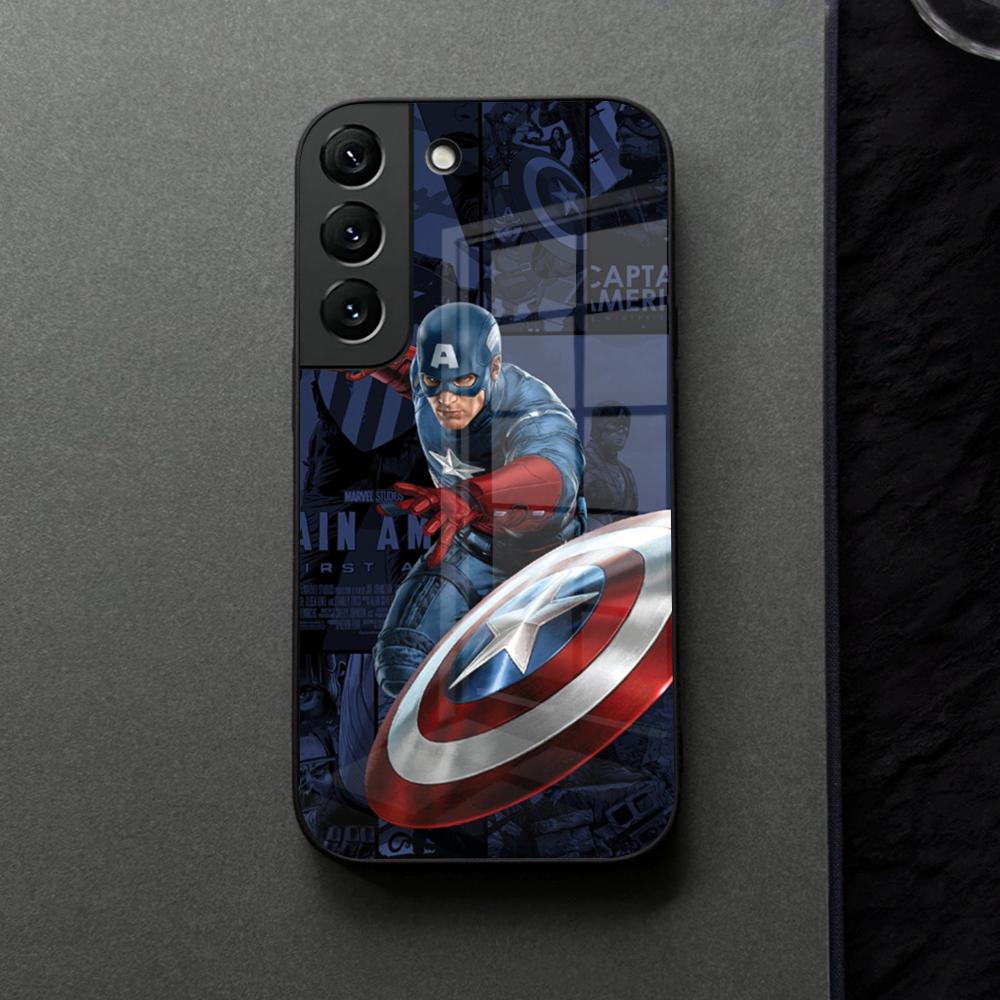 Captain America Phone Case Glass For Samsung Galaxy S21 S26 S25 S22 S20 S24 S23 Ultra Fe Plus A16 A34 A54 A24 Coque
