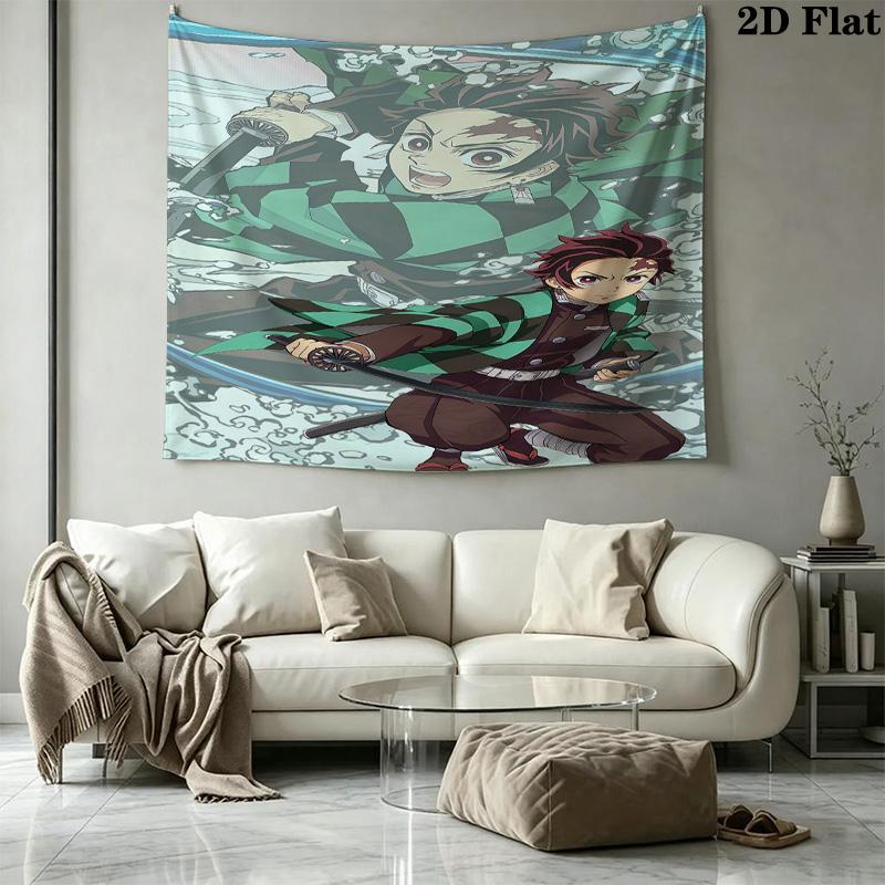 Demon Slayer Wall Tapestry Aesthetic Wall Hanging Printed Fabric Blanket Decorative Tapestries For Bedroom Living Room Home Decor