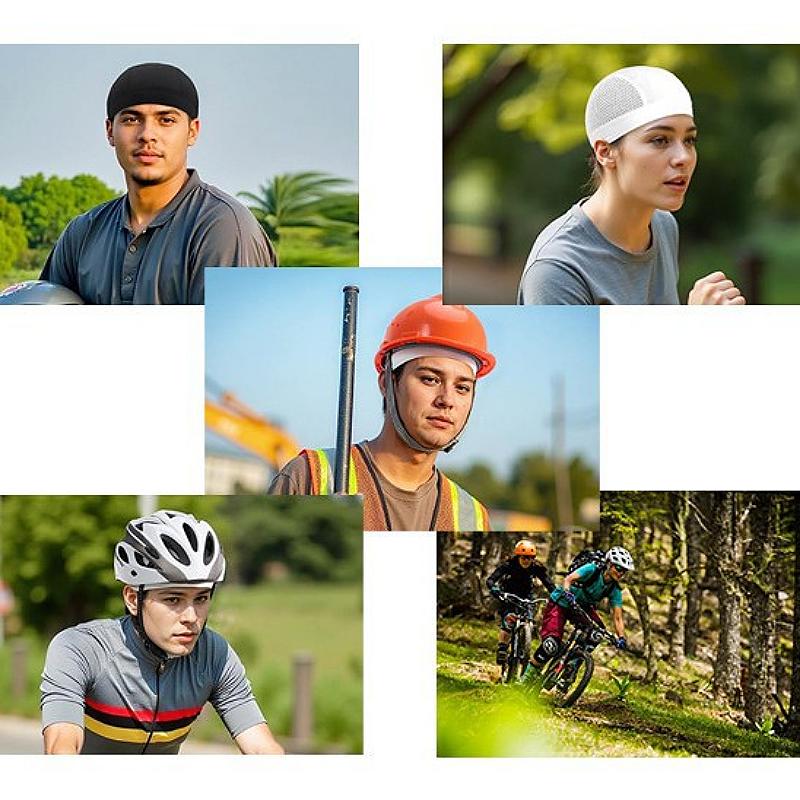 Sommer Mesh Dünne Belüftungen Mütze Beanie für Männer Schweißabsorbierend Totenkopfmütze Unter Helm Feuchtigkeitstransportierend Radmütze für Fahrer