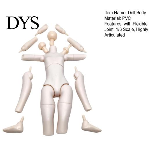 Posable Figure Body 1/6 Scale Doll with 3 Neck Adapters, 9.8-Inch Blank Action Articulated Flexible Joint, Miniature Female for Custom