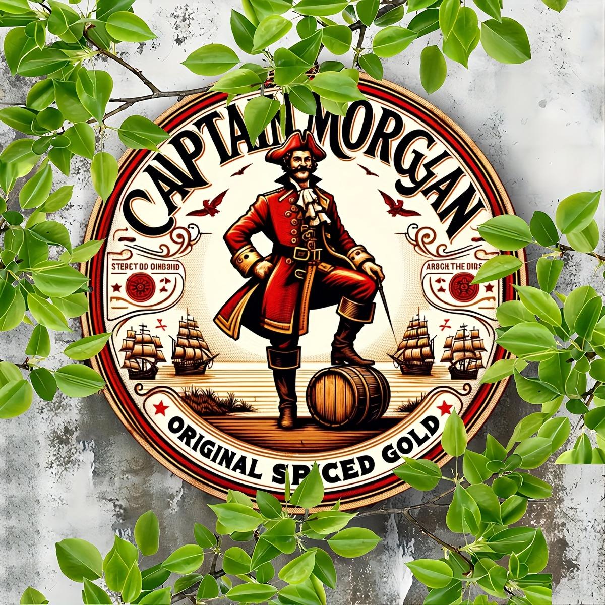 

2d Flat 20*20cm, Captain Morgan Original Flavor Spice Gold Outdoor, Wall Decoration, Wooden Artwork, for Home, Kitchen, Garden, Bedroom, Bar Decor. 20*20cm