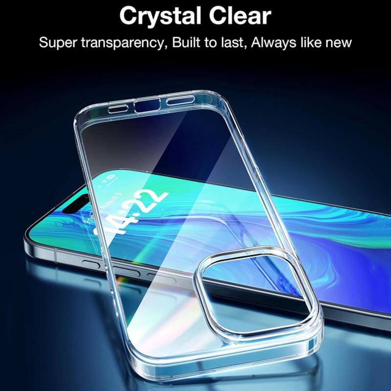 Anti-Yellow Crystal Clear Case for iPhone 16 17 15 14 13 12 11 Pro Max Military Protection Slim Fit Soft edge Ultra-Thin Cover