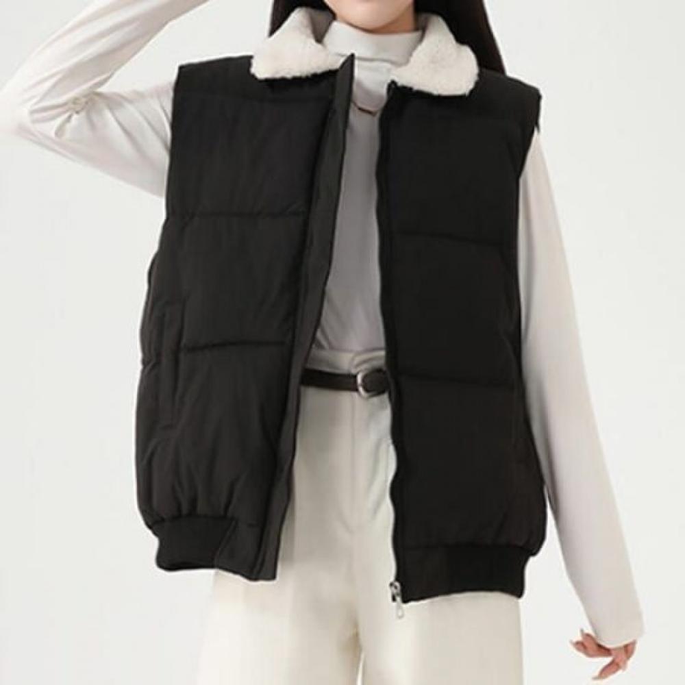 Navava Loose Fit Volume Solid Collar Padded Vest Nc451