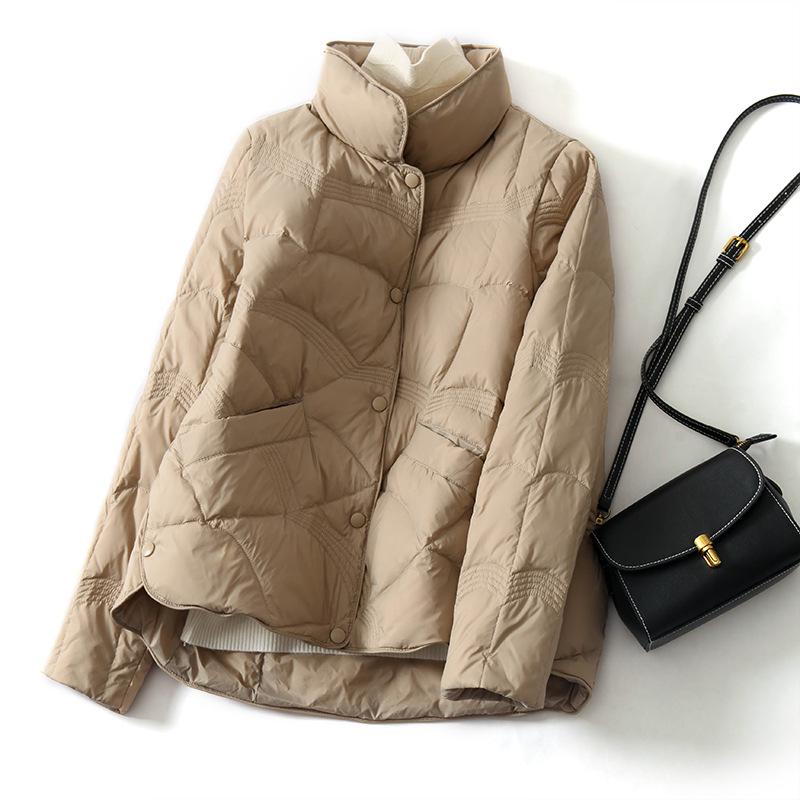 Women's 2026 Petite Winter Down Jacket with Xiangyun Pattern - Lightweight, Fashionable, Warm Outerwear with Stand Collar
