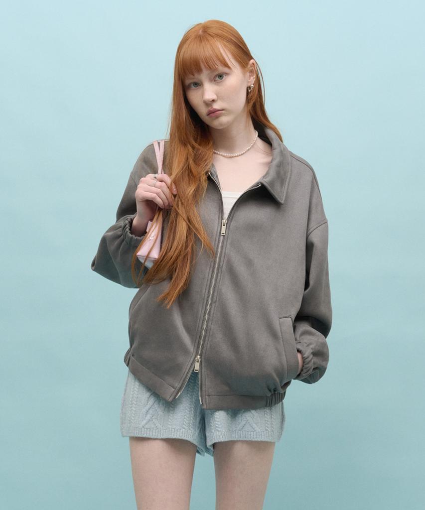 Black Moment Signature Suede Oversized Jacket 2Way [Grey]