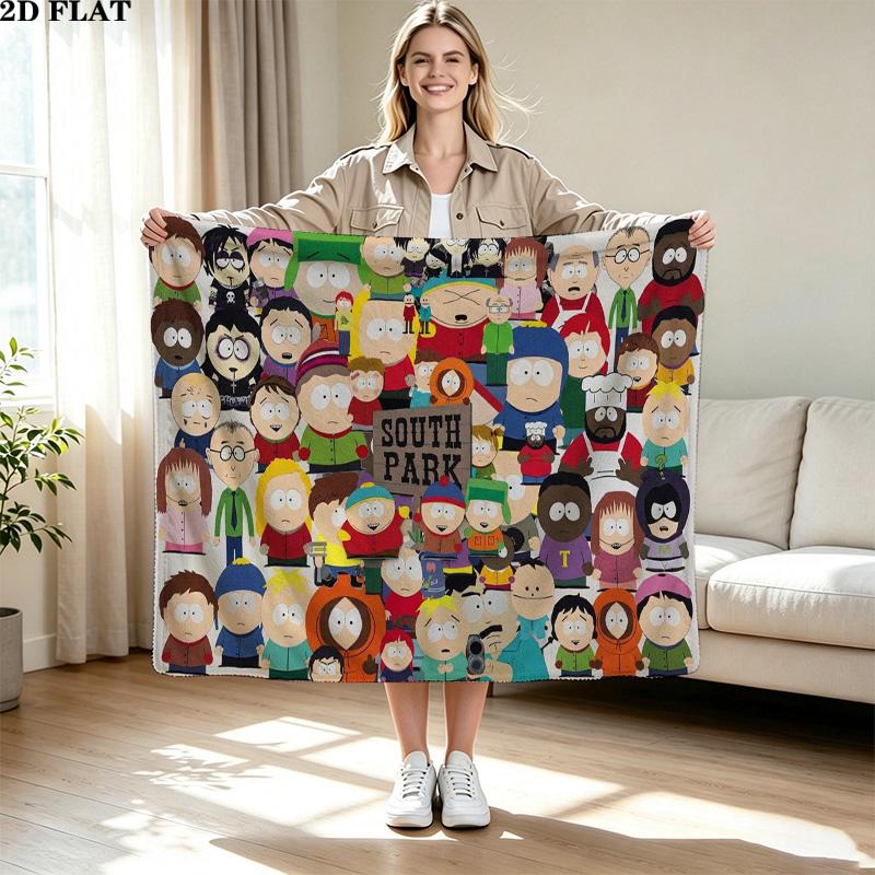 Cartoon Park South Print Flannel Blanket High Quality Warm Comfortable Cover for All Seasons Perfect for Gifts Home Decor