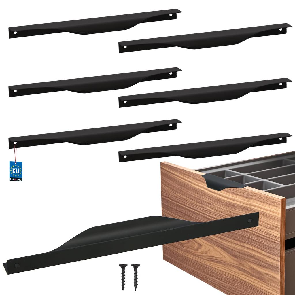 Kotarbau® Modern Edge Furniture Handle Aluminum Matte Black 256 / 276 Mm Set Of 6