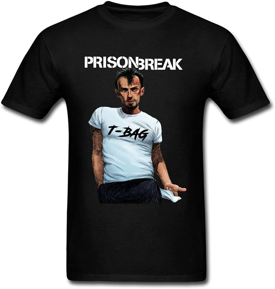 Prison Break T-Bag T-Shirt Mens Funny Man Clothing Black T Shirt Summer Printed Tops Cotton Tees Hipster Designer Tshirt XL чёрный