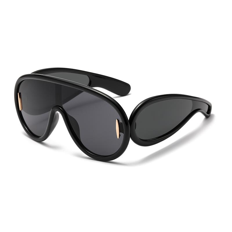 New Fashion One-Piece Large Frame Sunglasses Cyberpunk Style for Women Men Outdoor Travel UV Protection