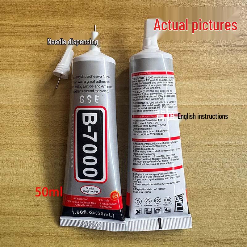 Adhesivo B7000 con Aplicador de Aguja para Pantallas de Móviles, Joyería, Pegatinas de Pedrería DIY, Pegamento Transparente y Fuerte