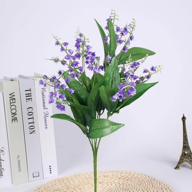 2 Pcs Artificial Plants Campanula Flowers Fake Plants Plastic Flower Artificial Grass for Home Garden Outdoor Desktop Decoration