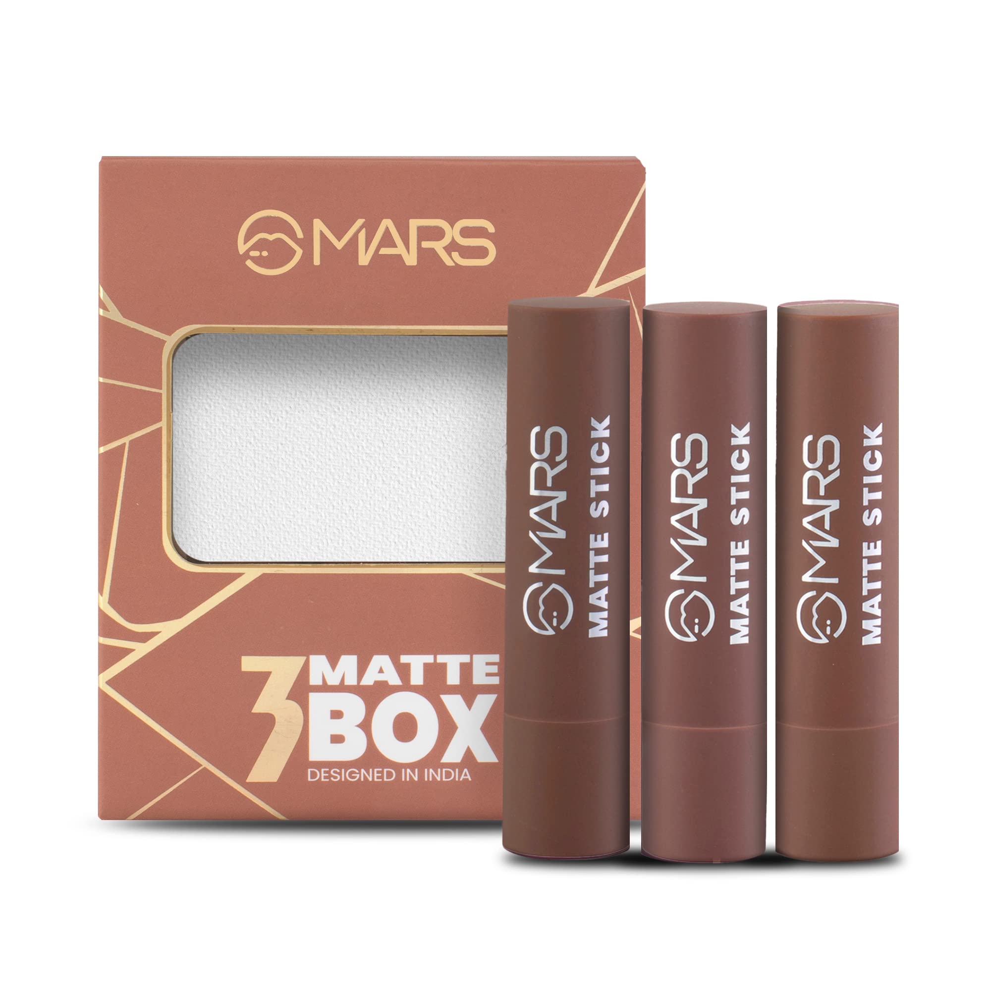 MARS Matte Box Set of 3 Lipsticks for Women | Pack of 3 Lipsticks | Matte Finish, Highly Pigmented | Smooth Glide & Long-Lasting| No Frequent Touch
