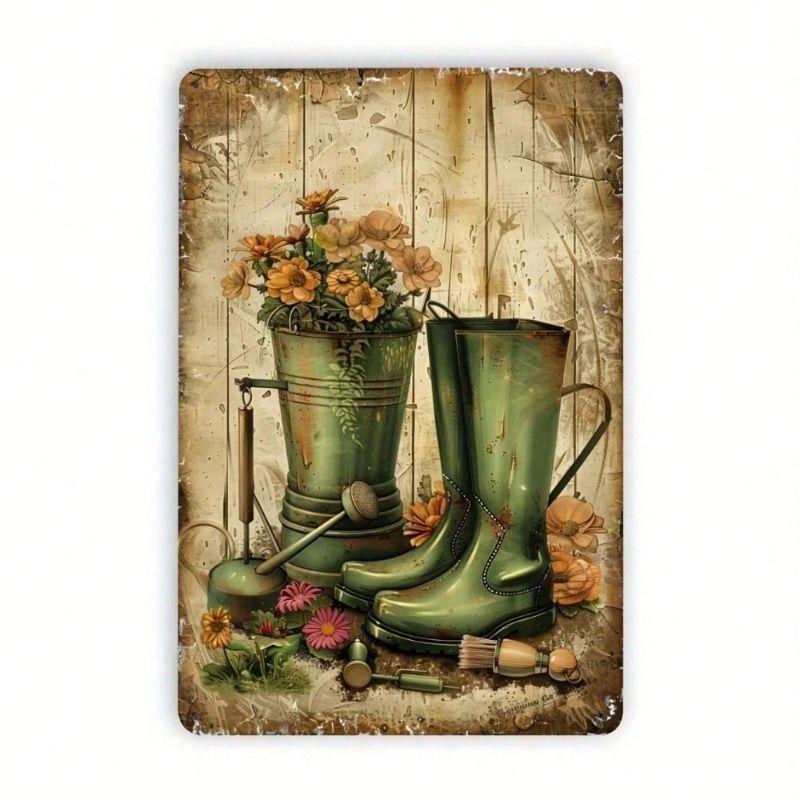 

Metal Poster Retro Gardening Boots Vintage Wall Decor Farmhouse