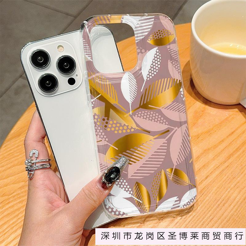 Champagne gold leaf for iPhone7/8plus Apple 11/12/13/14/15/16 ProMax case