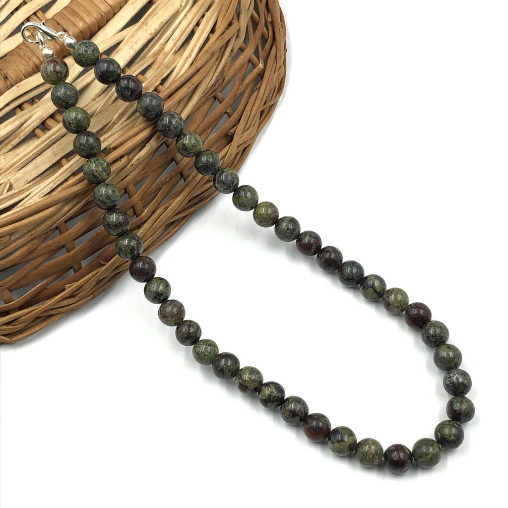 8mm Natural Dragon Bloodstone Gemstone Round Beads Jewelry Handmade Elegant Necklace 17-20" For Women 8BN-50