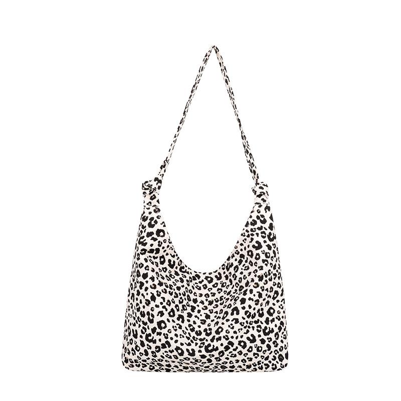 Leopard Print Diagonal Cross Large Capacity Single Shoulder Canvas Bag