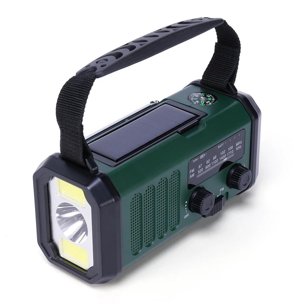 AM/FM Emergency Radio Solar Powered Hand Crank Radio with LED Flashlight 2000/10000mAh Power Bank Phone Charger SOS Alarm