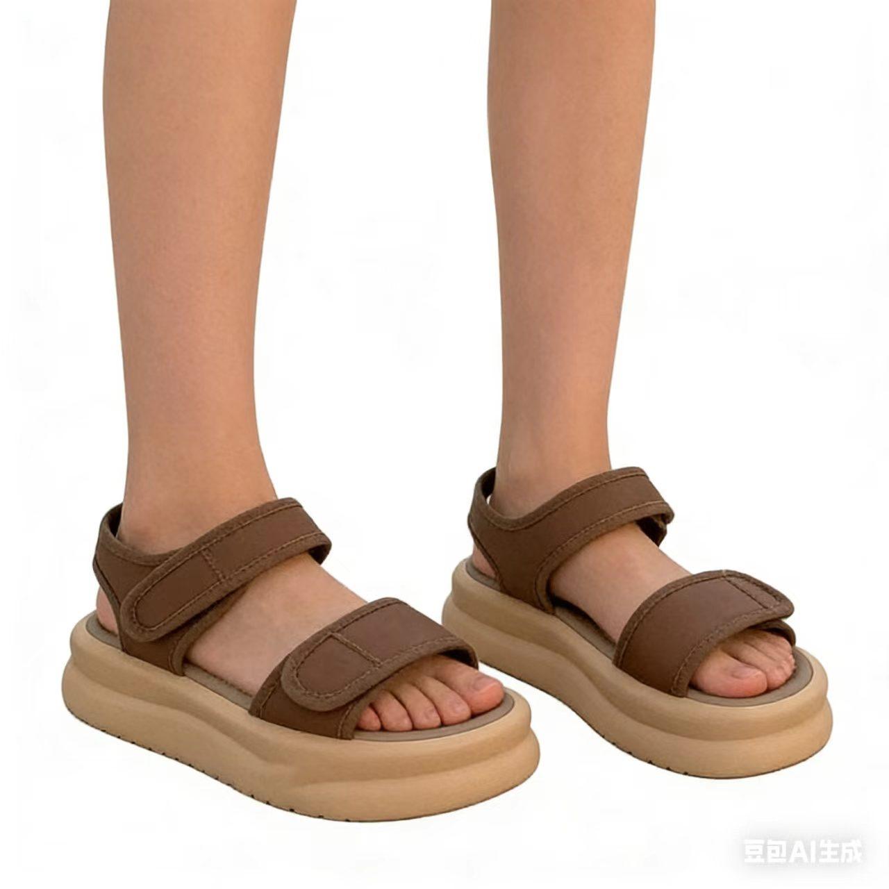 Thick soled Roman sandals for women, new summer sports soft soled work versatile, non tiring, non slip beach shoes 27 коричневый