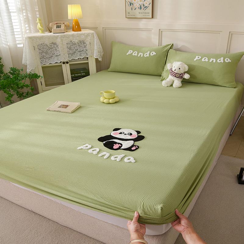 Washed Cotton Fitted Sheet Single Piece New Mattress Cover Protective Cover Bed Sheet Cover Student Dormitory Machine Washable