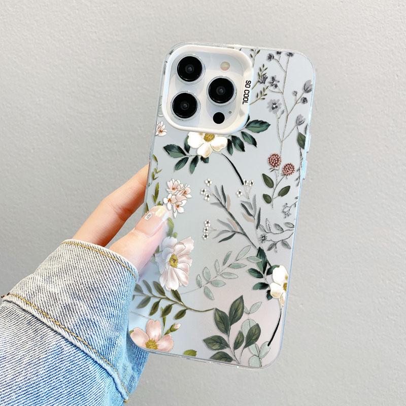 Fresh Small Flower Graphic Laser Phone Case For Samsung Galaxy S26 Ultra S23 S24 S25 S22 S21 S20 Plus FE A35 A54 A55 5G Cover