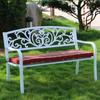Wrought Iron Outdoor Double Bench with Backrest for Patio or Balcony