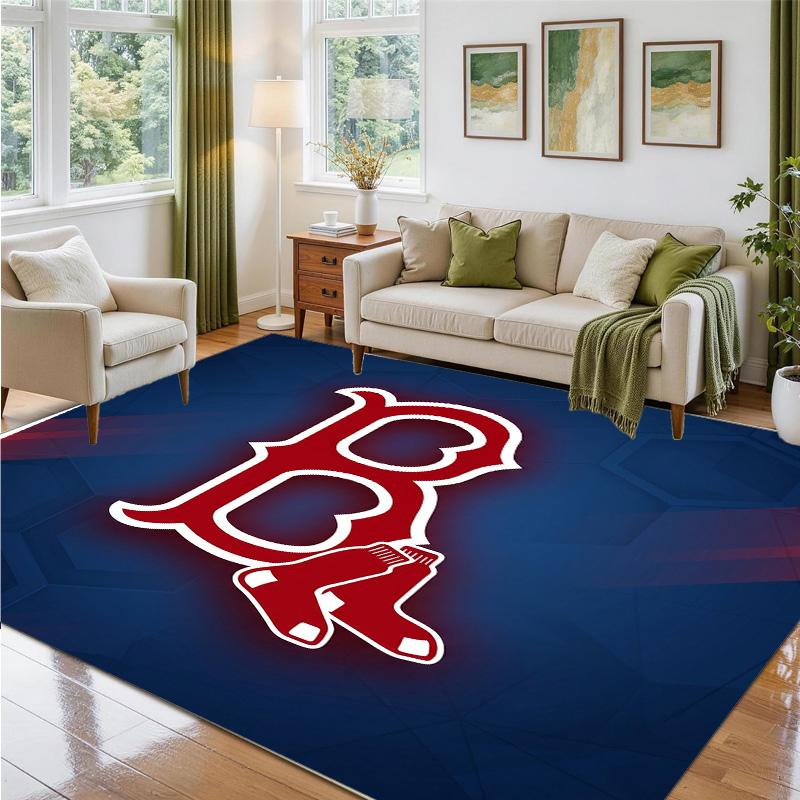 Boston Red Sox Design Crystal Velvet Rug Soft Decorative Mat for Bedroom Entrance