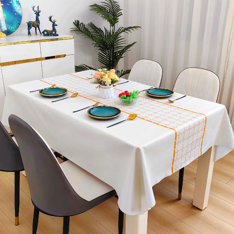Waterproof, Oil-Proof And Anti-Scalding Coffee Table Tablecloth Leave-In Rectangular Dining Table Cloth Household Living Room Light Luxury Light