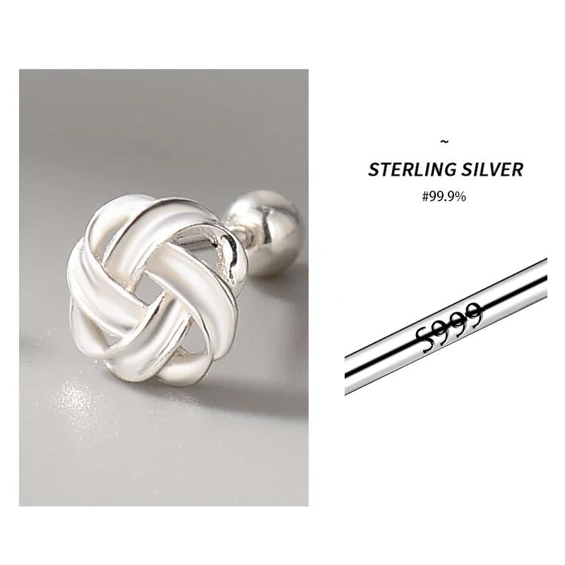 925 Sterling Silber Wickelschraube Ohrstecker Lustige Originalität Unregelmäßigkeit Koreanischer Ohrring Jubiläumsparty Piercing Schmuck