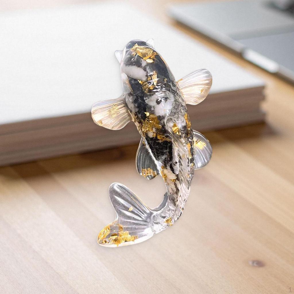 Fish Figurine Miniature Statue Lucky Ornament Sculpture for Office