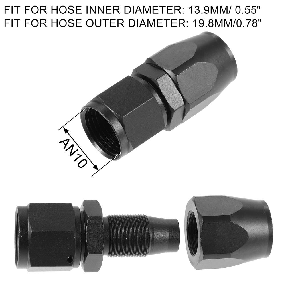 uxcell Swivel Hose End Fitting Adapter 4pcs AN10 Straight and 2pcs AN10 90 Degree for Braided Fuel Hose (Black)