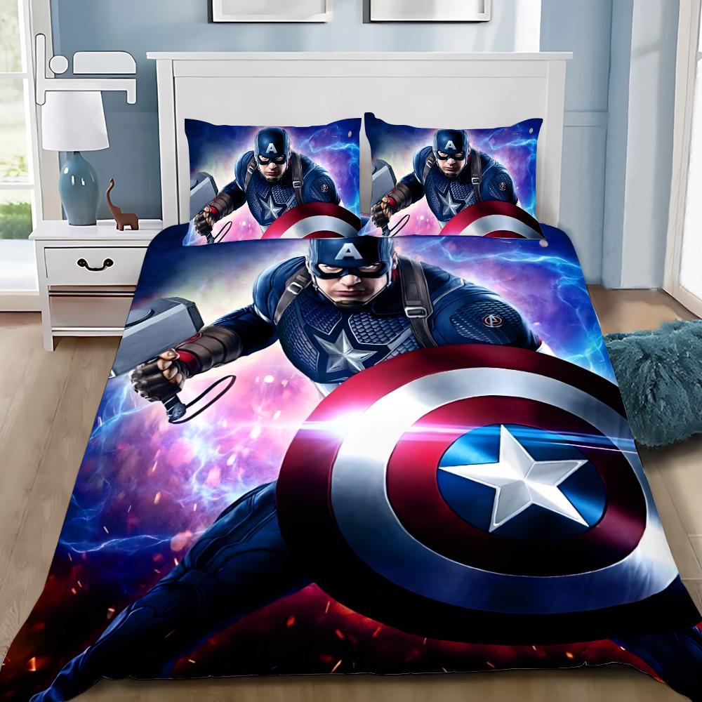 Heiße Captain America Bettwäsche-Set Kissenbezug Superhelden Bettwäsche-Set Erwachsene Junge Mädchen Schlafzimmer Dekoration Einzel Doppel Große Größe