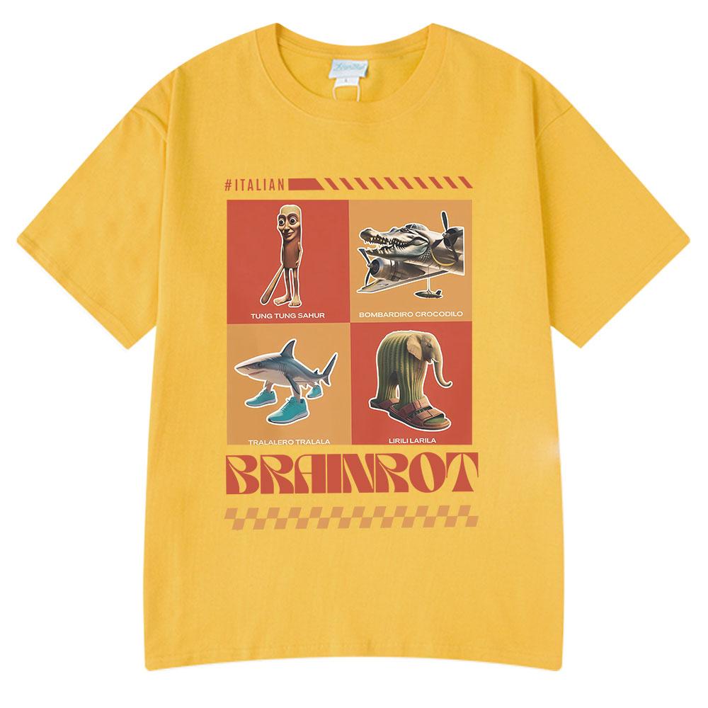 Italian Brainrot Funny Meme T-shirts Tralalero Tralala Tung Tung Tung Sahur Bombardiro Crocodilo Lirili Larila Men Women T Shirt