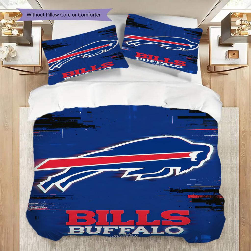 Set di tre pezzi Spirito di squadra Buffalo Bills(1 * copripiumino + 2 * federa, senza nucleo)Set biancheria da letto Morbido e confortevole Copripiumino e federa