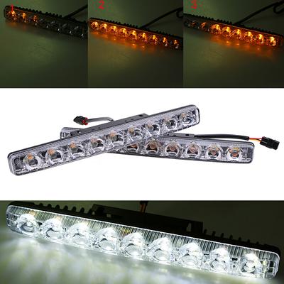 DRL LED Car Daytime Running Lights 6 LED Auto Fog Light 9 LEDs White Yellow Turn Signal Lamp Driving Foglamps