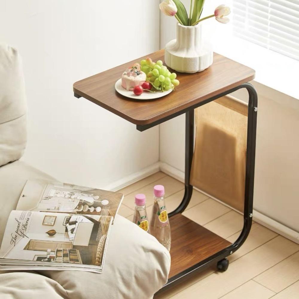 Movable Sofa Side Table 2-Tier Storage Shelf Bedside Table High Quality Coffee Table