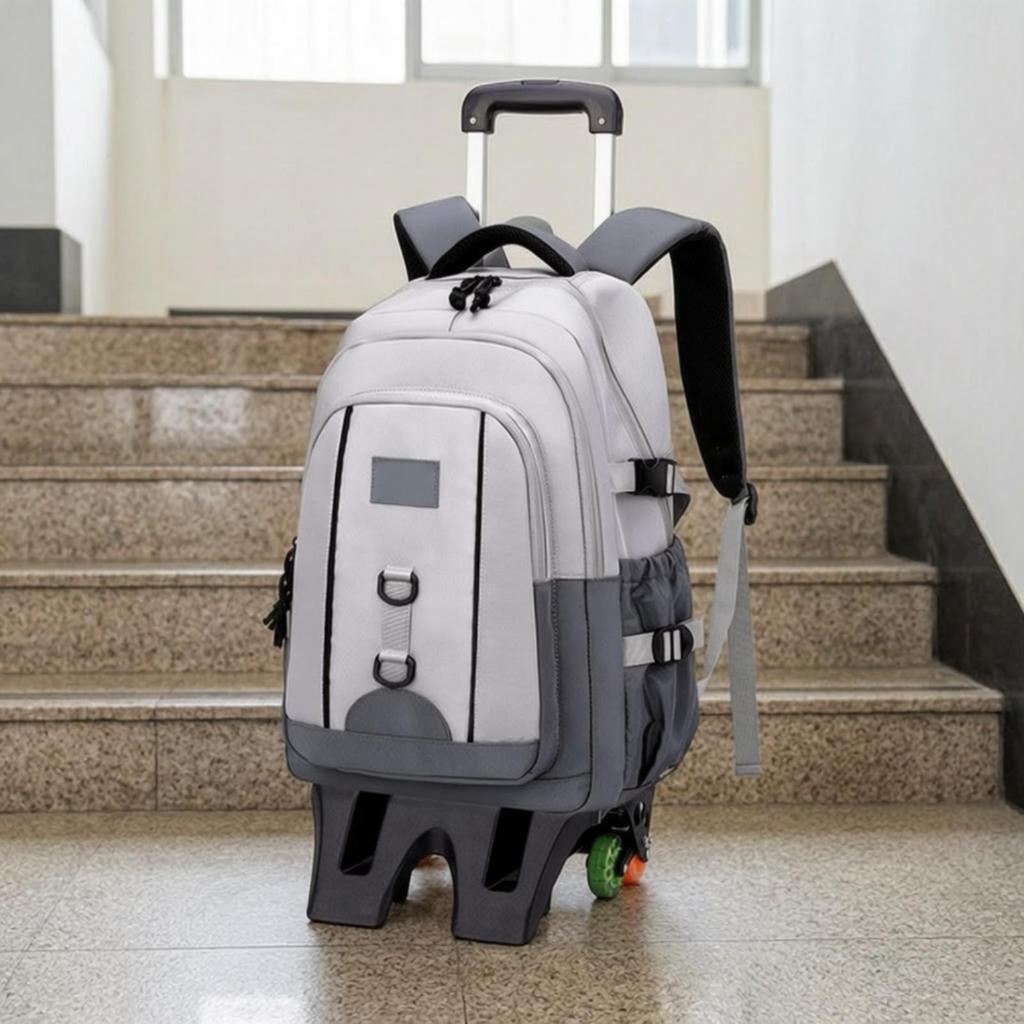 Padded Adjustable Straps Rolling School Backpack Multi-Pocket Stair-Climbing