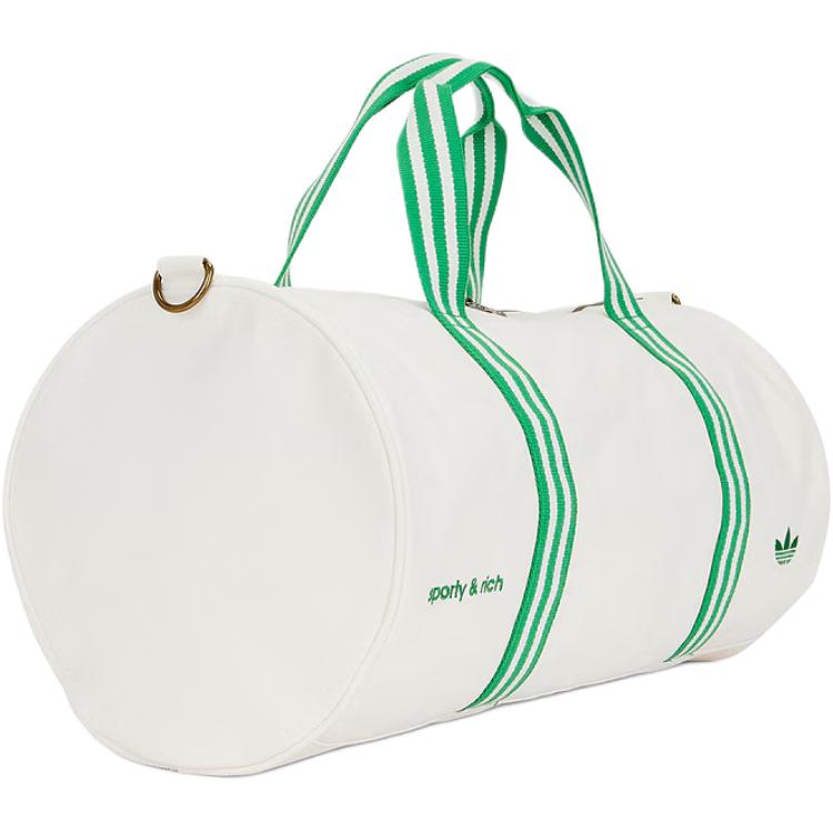 Adidas Originals 29L Letter Logo Color Block Design Polyester Canvas Travel Bag Unisex Bags White Green JN1980
