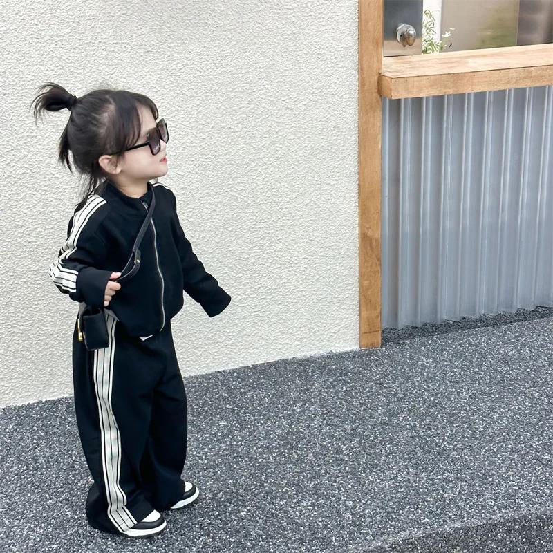 Spring Autumn Girls' Casual Sets Kids Long-sleeved Jacket+Pants 2Pcs Outfits Clothes Children Sports Suits