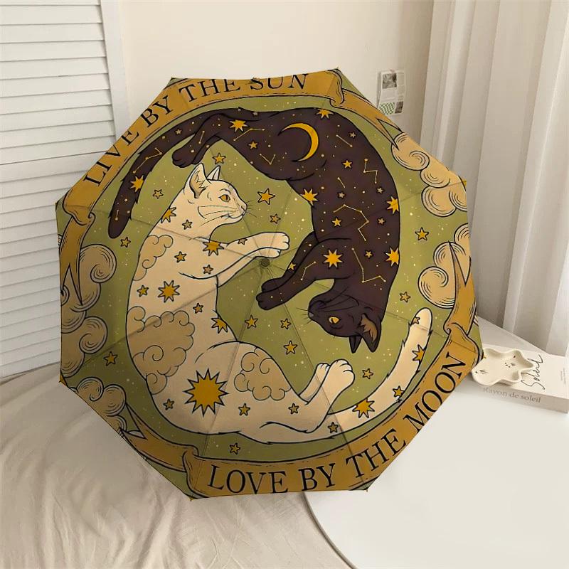 

1PC Live By The Sun Love By The Moon Umbrella-8-Rib Reinforced, Automatic Open, Lightweight & Durable, Cute Fashion Accessory for Outdoor-A1262