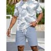 Men's Sports Short Sleeve Top Shorts Set Plus Size Breathable Basketball Sports Clothing Palm leaf Print T-shirt Shorts 2-piece Set